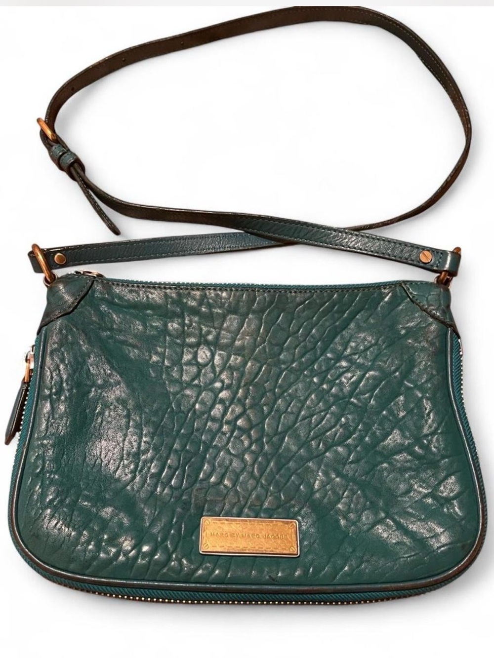 Marc by Marc "Washed Up Zip" Leather Crossbody Bag - Teal Green / Island Green
